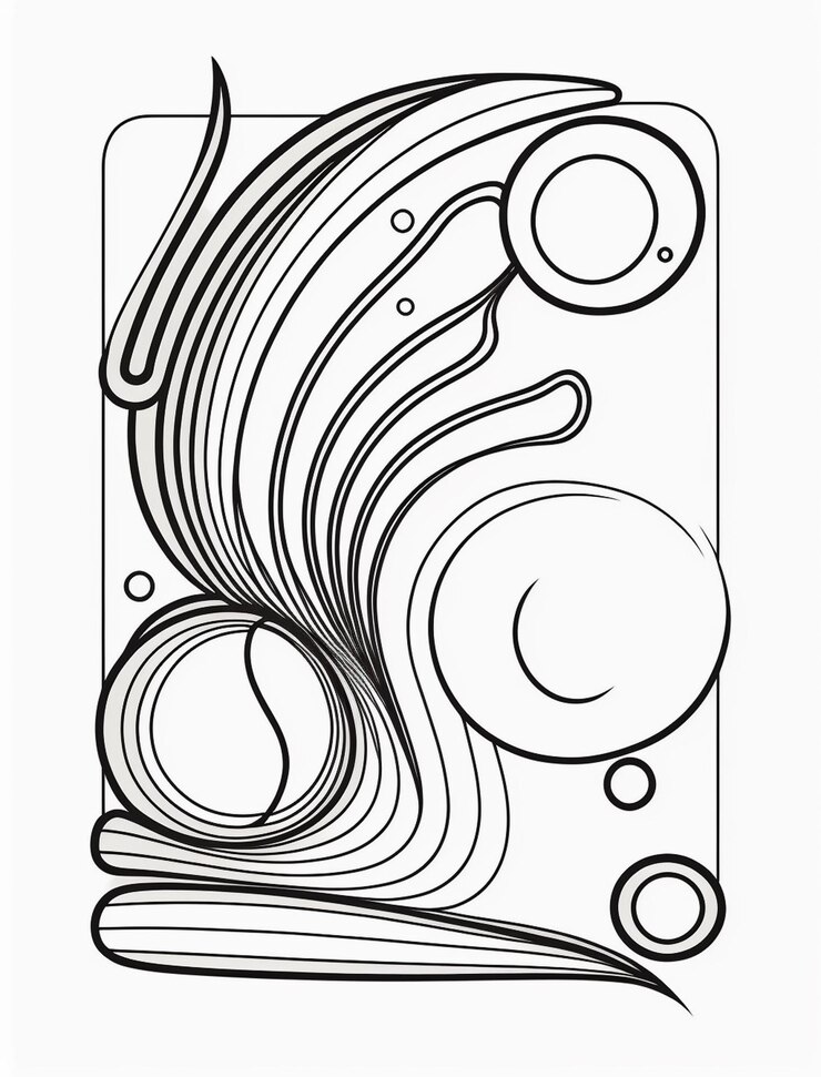 Foto um desenho de um desenho estilizado com redemoinhos e bolhas generativas ai