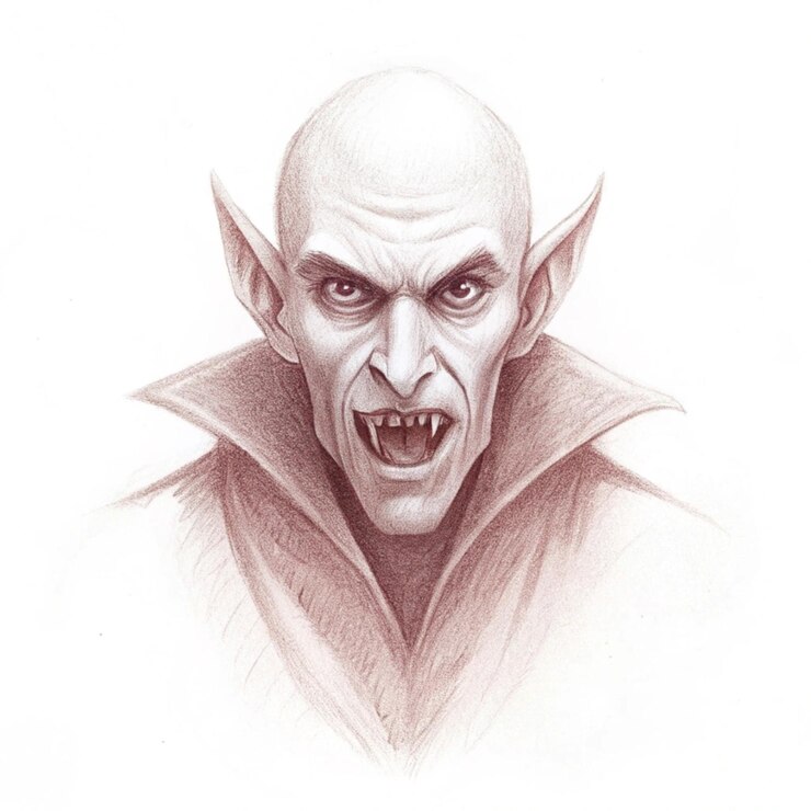 Foto um desenho de um diabo com um grande sorriso e um grande sorriso
