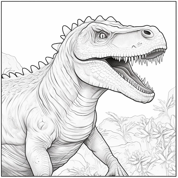 Foto um desenho de um dinossauro com a boca aberta e a boca bem aberta generative ai