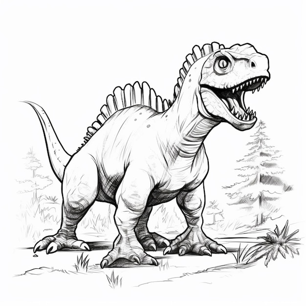 Um desenho de um dinossauro com a boca aberta e a boca bem aberta generative ai