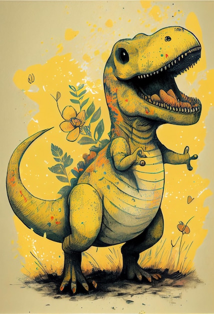 Um desenho de um dinossauro com a palavra t - rex nele