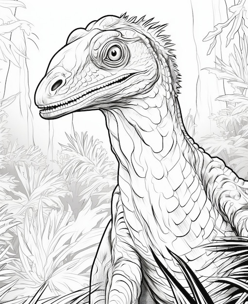 Foto um desenho de um dinossauro com um fundo branco.