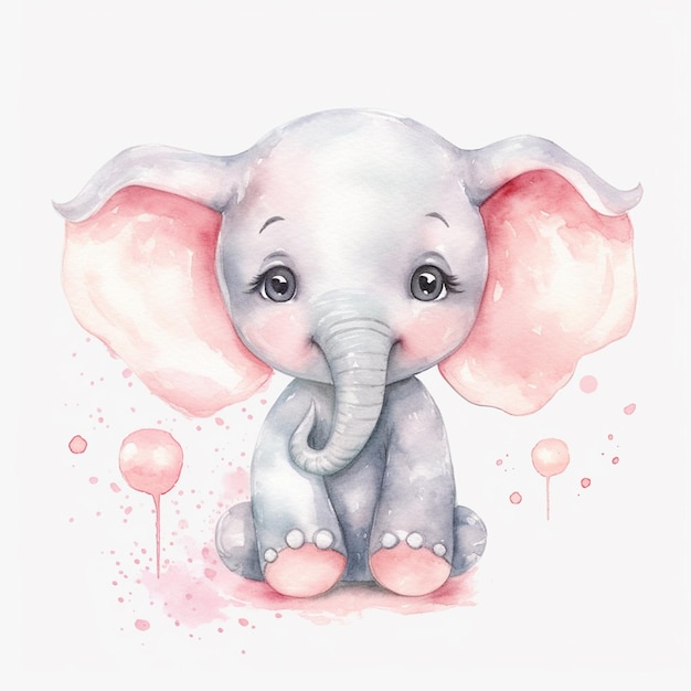 Um desenho de um elefante com cores rosa e branco.
