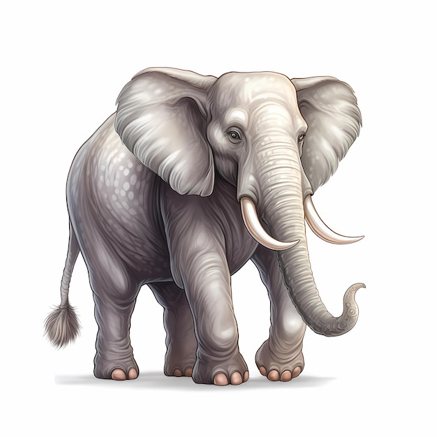 Um desenho de um elefante com fundo branco