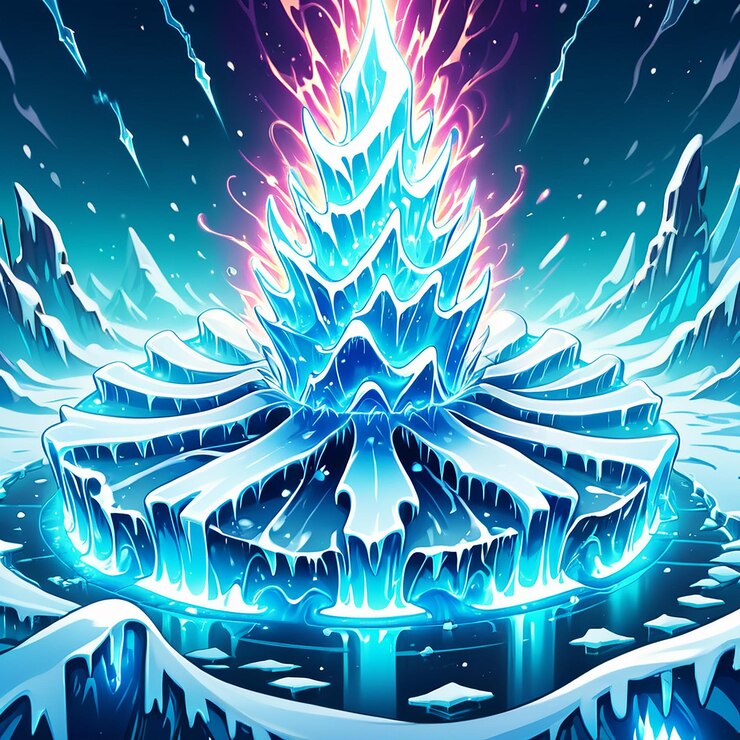 Foto um desenho de um floco de neve com a palavra gelo nele