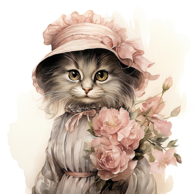 Um desenho de um gato com um chapéu que diz "gato".