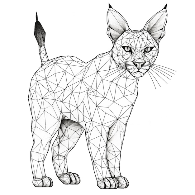 um desenho de um gato com um padrão geométrico no rosto ai generativo