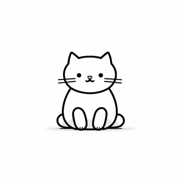 um desenho de um gato sentado em um fundo branco