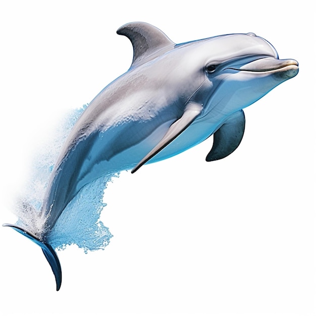 Um desenho de um golfinho que é azul e branco