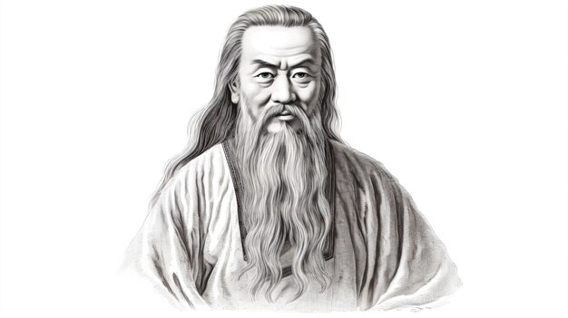 um desenho de um homem com cabelo longo e barba