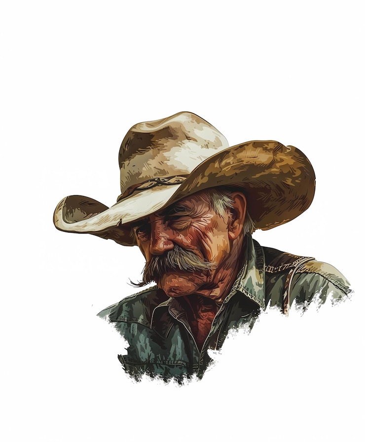 Foto um desenho de um homem com um bigode e um chapéu