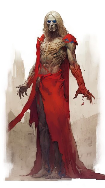 um desenho de um homem com uma capa vermelha e capa vermelha