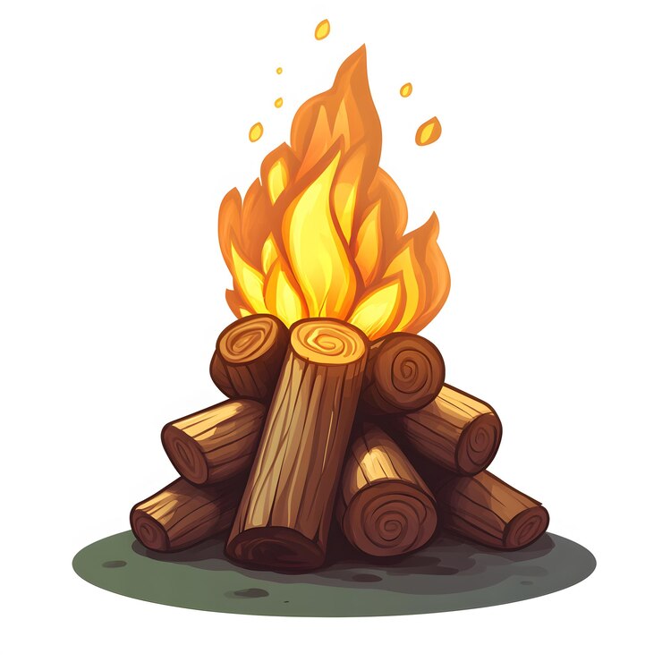 Foto um desenho de um incêndio com uma imagem de um tronco nele