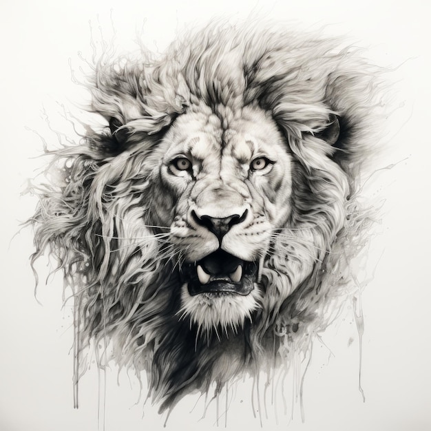 um desenho de um leão