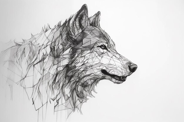 Foto um desenho de um lobo com formas geométricas.