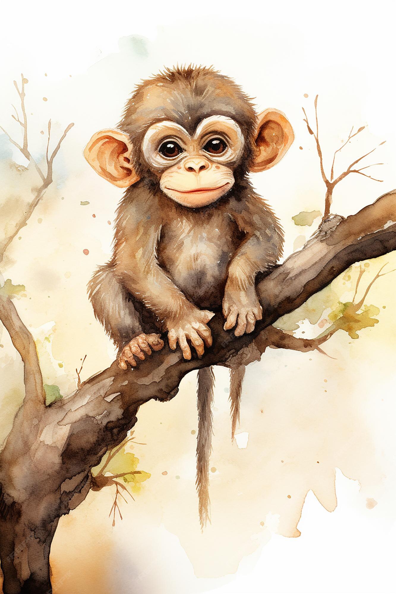 Macaco Realista Com Ilustração Colorida De árvore Desenho Da Safra Para  Design Ilustração Stock - Ilustração de retrato, desenhado: 179119270