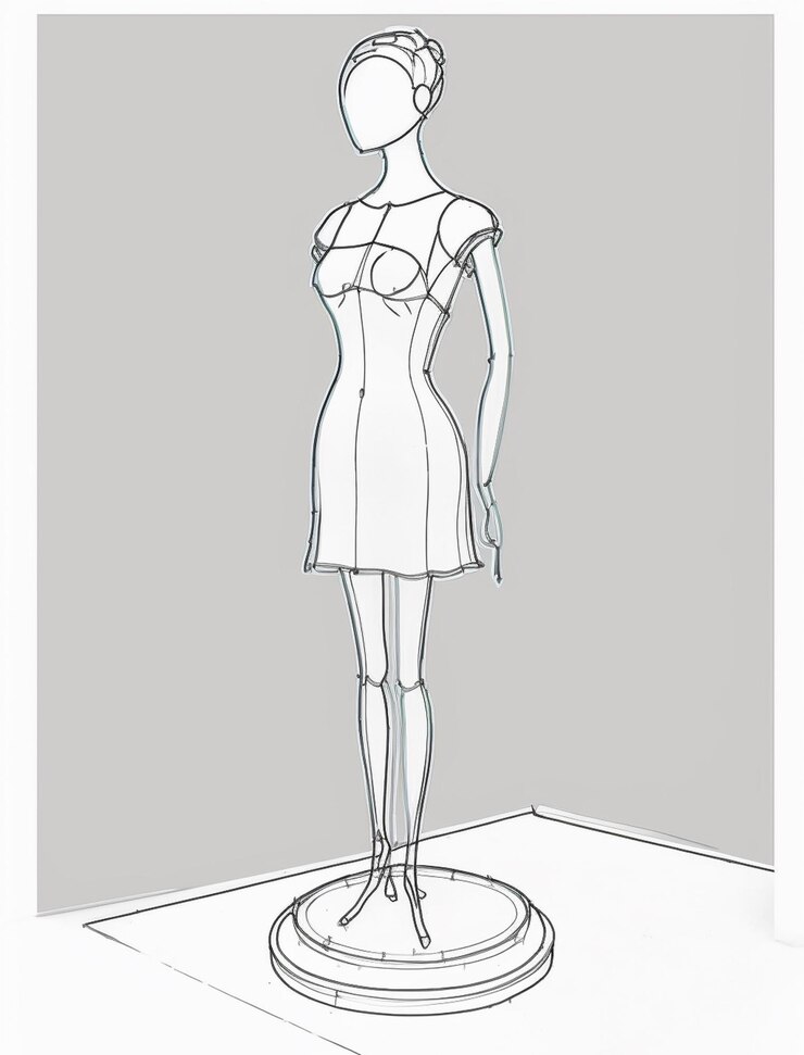 Foto um desenho de um manequim em um vestido em um pedestal generativo ai