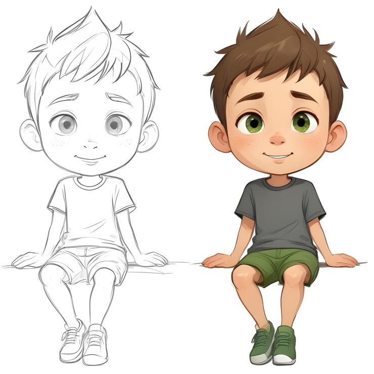 Foto um desenho de um menino com uma camisa que diz citação o nome citação sobre ele