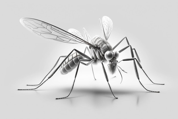 Um desenho de um mosquito com um fundo branco