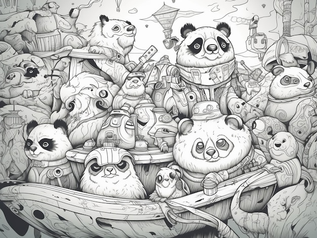 Um desenho de um panda com a palavra panda nele.
