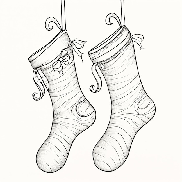 um desenho de um par de meias penduradas em um varal generativo ai