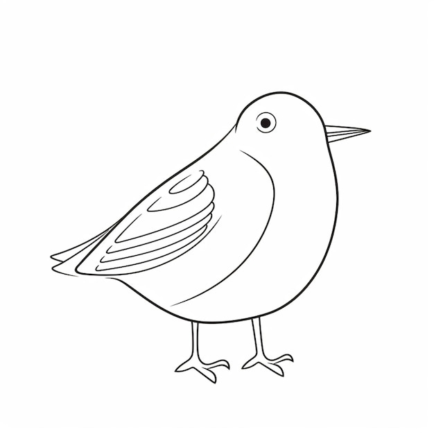 Um desenho de um pássaro com fundo branco e listras pretas.