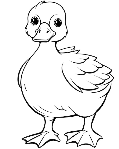 um desenho de um pato com um contorno preto de um pato