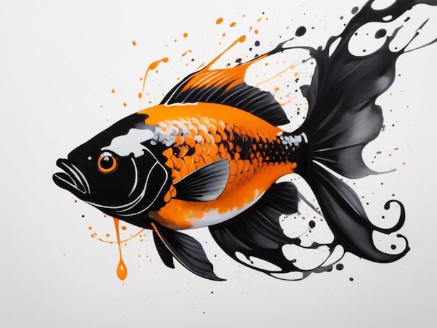 um desenho de um peixe koi com a palavra koi nele