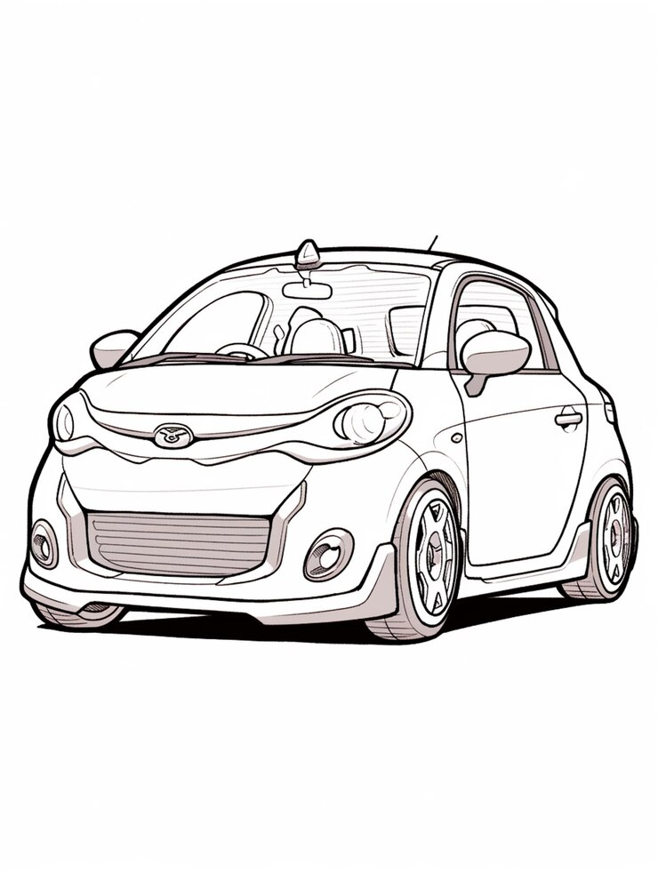 Foto um desenho de um pequeno carro com um rack de telhado no topo ai gerador