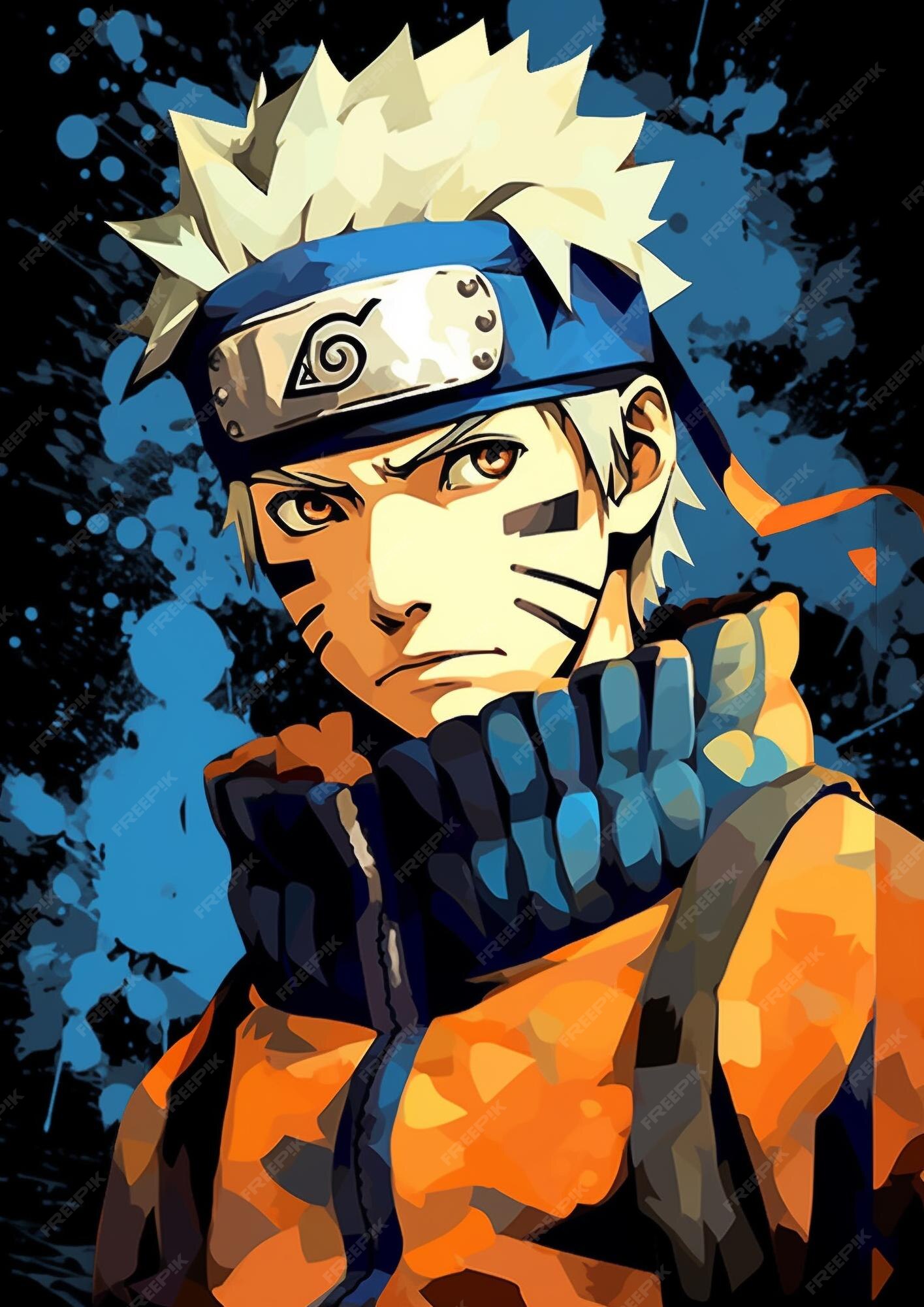 Um desenho de um personagem de desenho animado naruto vestindo um