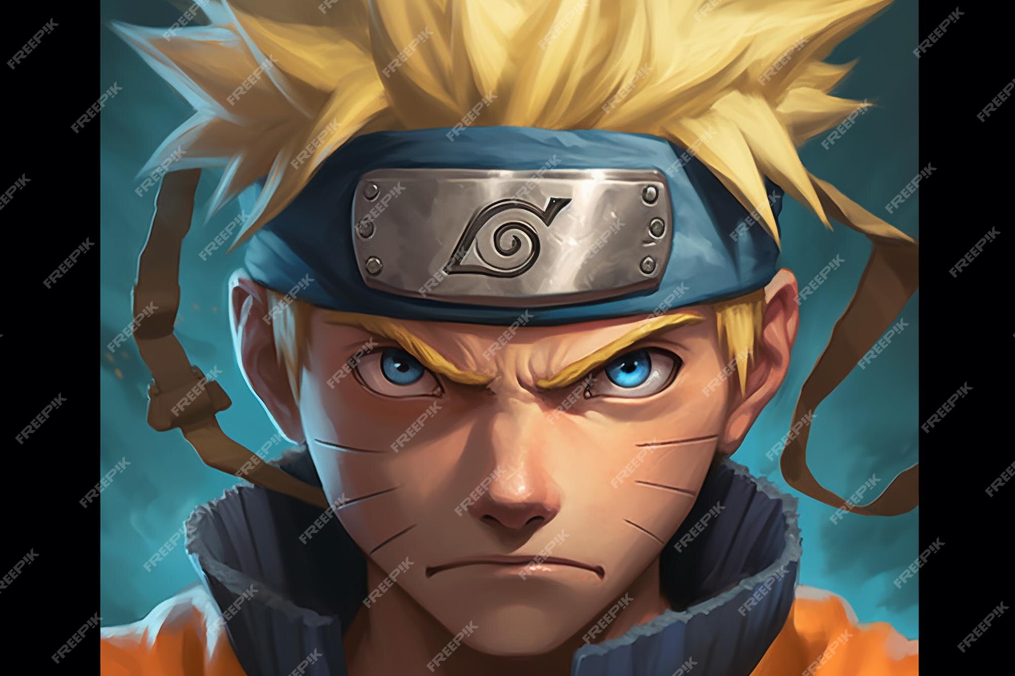 Um desenho de um personagem de desenho animado naruto vestindo um azul