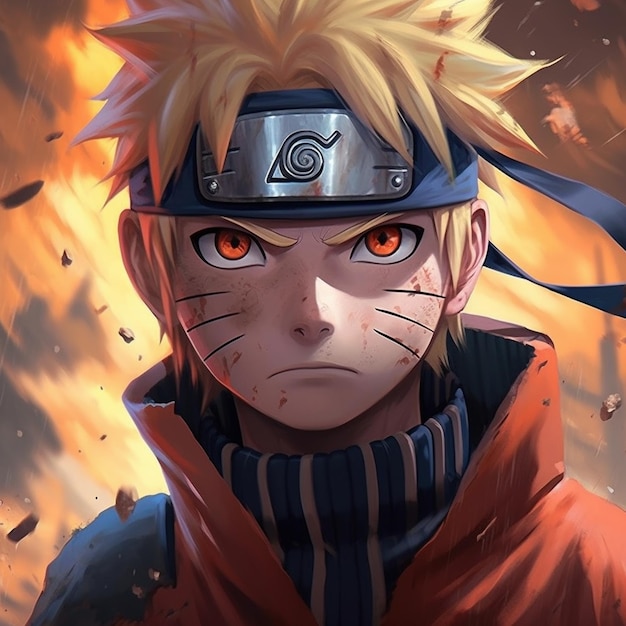 Um desenho de um personagem de desenho animado naruto vestindo um azul