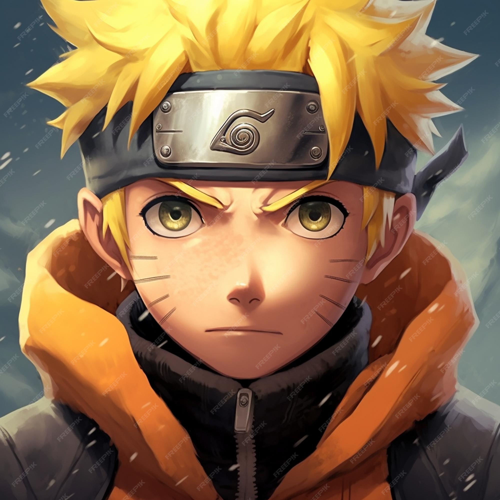 Um desenho de um personagem de desenho animado naruto vestindo um