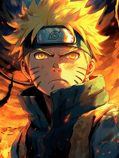 Um desenho de um personagem de desenho animado naruto vestindo um azul