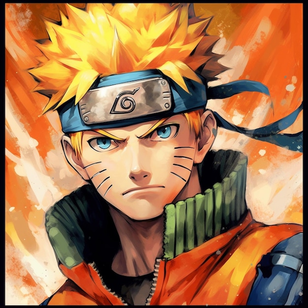 Um desenho de um personagem de desenho animado naruto vestindo um azul