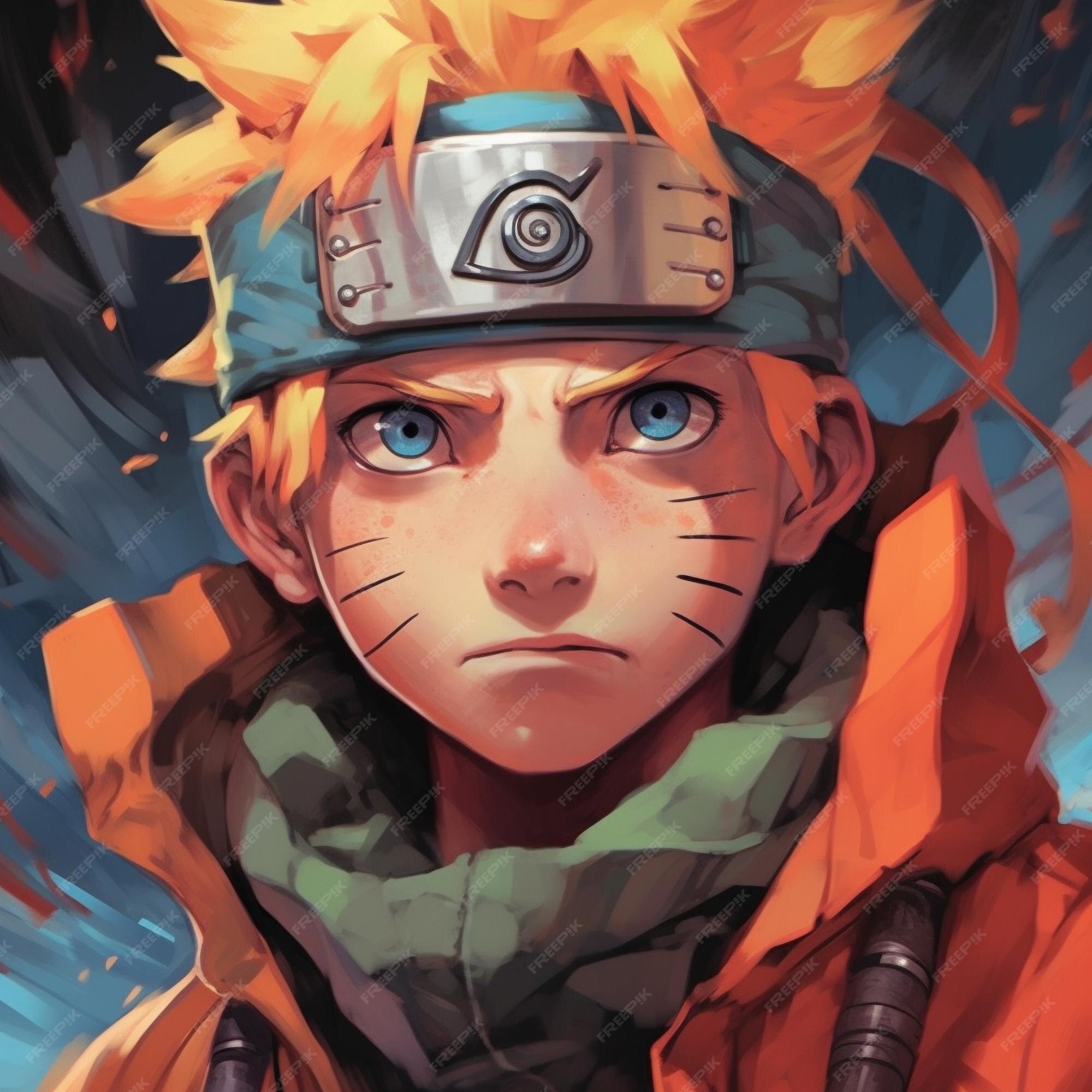 Um desenho de um personagem de desenho animado naruto vestindo um azul