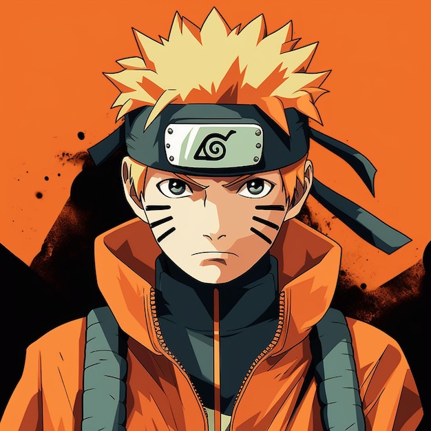 Um desenho de um personagem de desenho animado naruto vestindo um