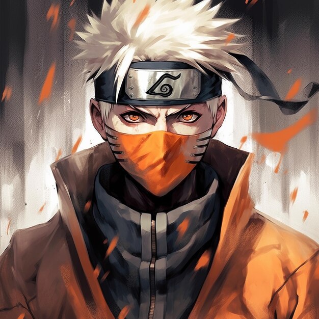 Um desenho de um personagem de desenho animado naruto vestindo um