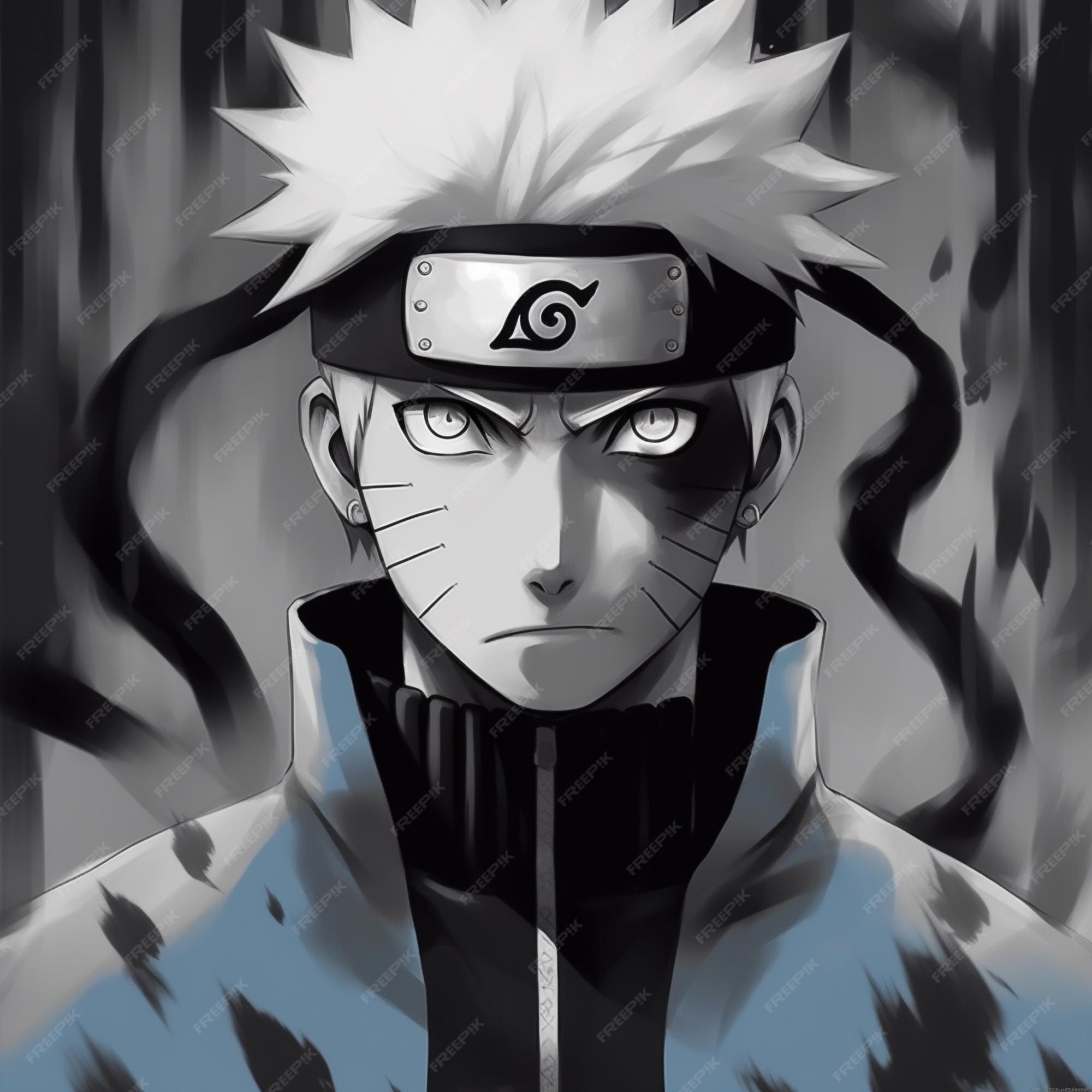 Um desenho de um personagem de desenho animado naruto vestindo um azul