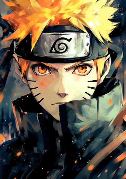 Um desenho de um personagem de desenho animado naruto vestindo um azul