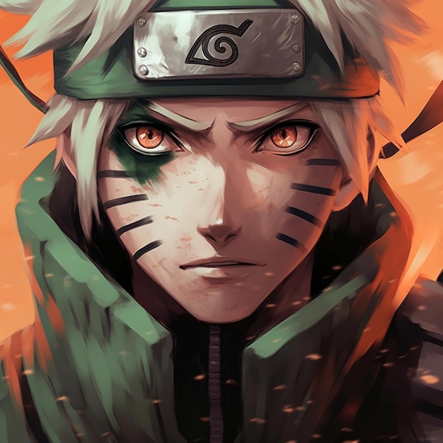 Um desenho de um personagem de desenho animado naruto vestindo um