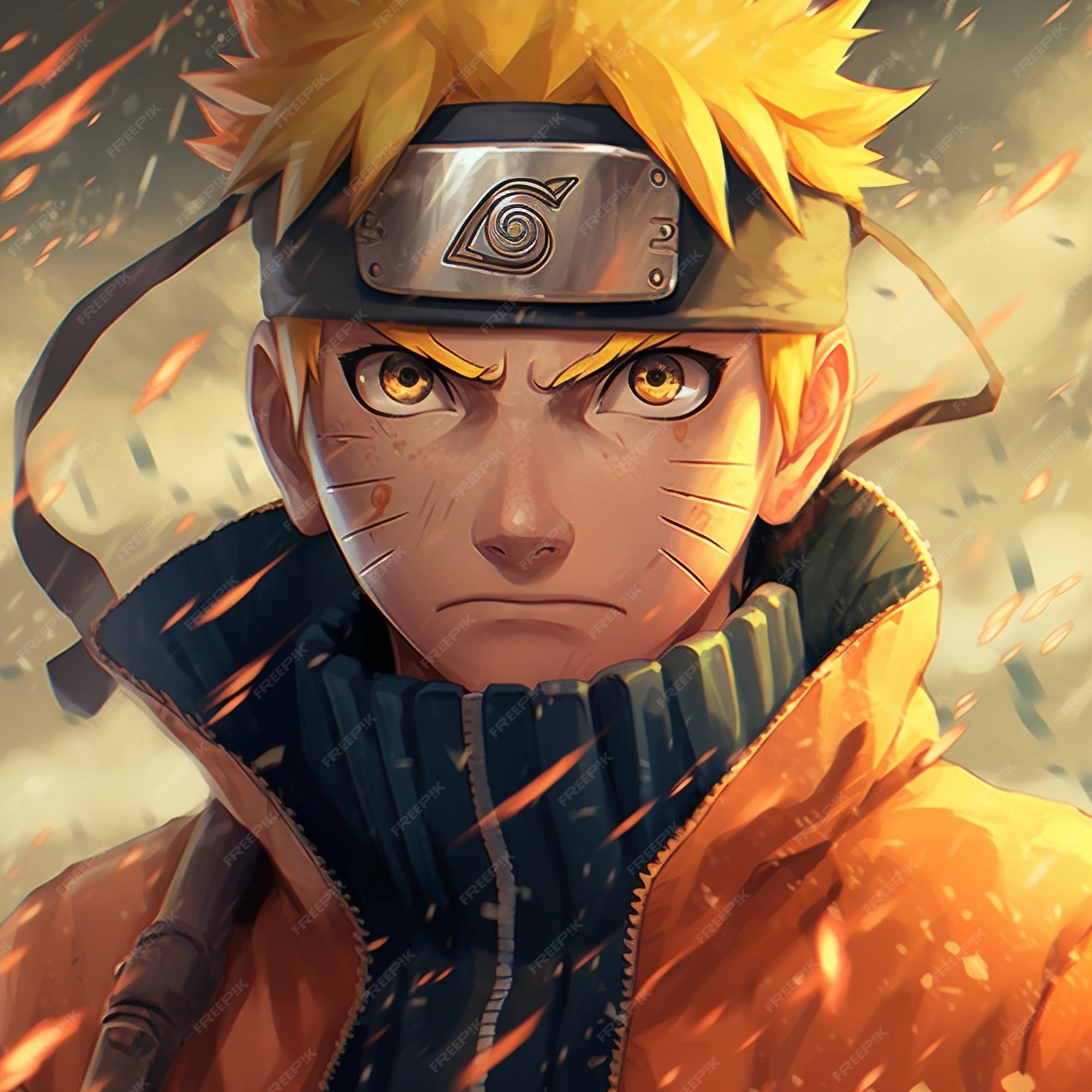 Um desenho de um personagem de desenho animado naruto vestindo um