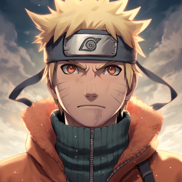 Um desenho de um personagem de desenho animado naruto vestindo um