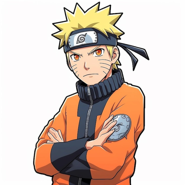 Um desenho de um personagem de desenho animado naruto vestindo um