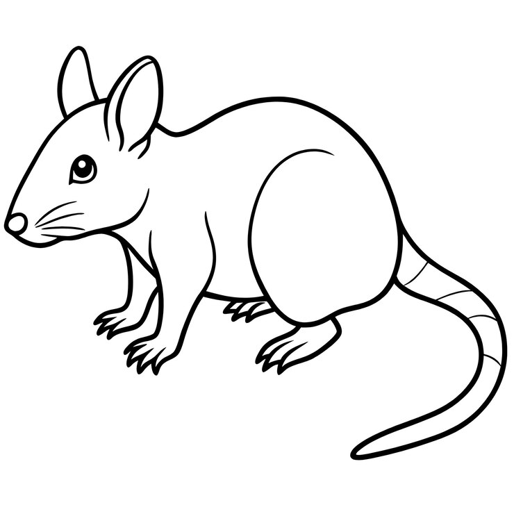 Foto um desenho de um rato com um fundo branco