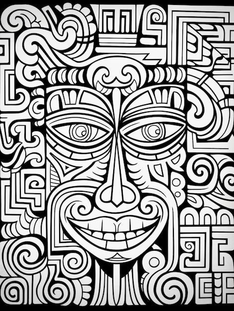 Foto um desenho de um rosto com um padrão no meio generativo ai