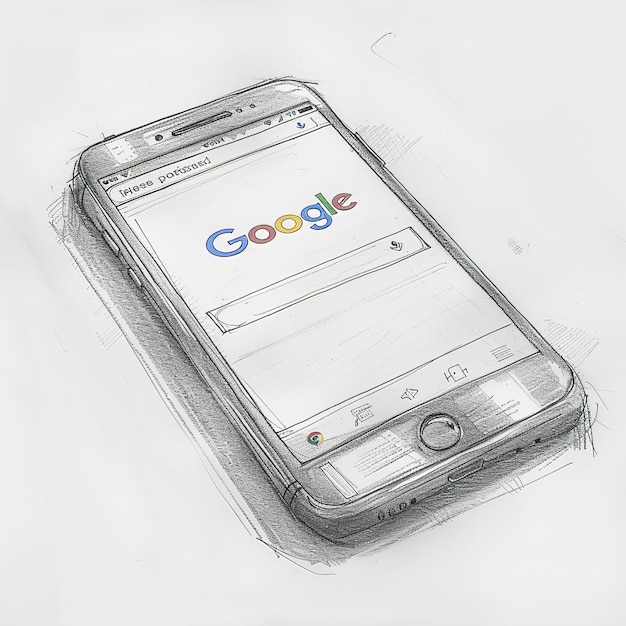 Foto um desenho de um telefone com o google google nele