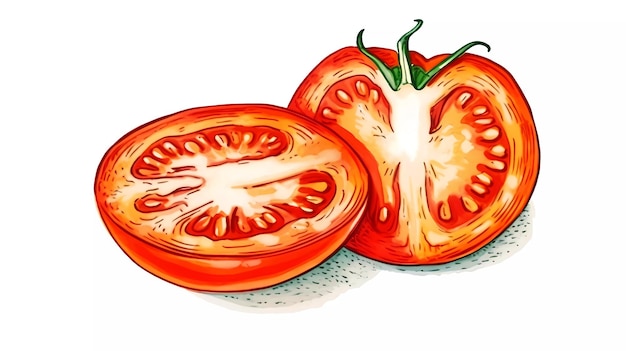 Um desenho de um tomate com a palavra tomate nele