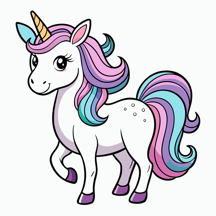 Foto um desenho de um unicórnio com a palavra unicórnio nele