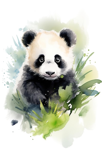 um desenho de um urso panda na natureza